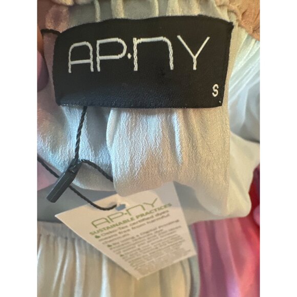 APNY Sustainable Fabric Boho 70s Hippie Rainbow Modern Blouse S Artsy Top New - Picture 8 of 12